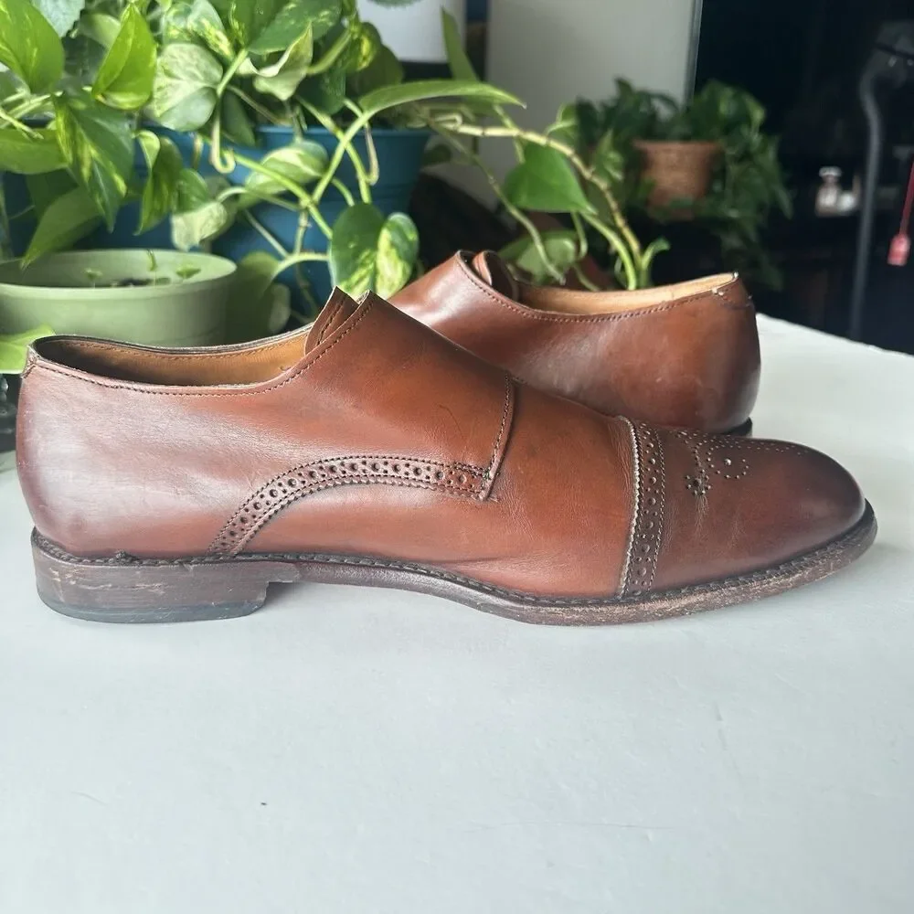 Allen Edmonds St. John's 2927 Double Monk Strap Shoes Dark Chili Leather Size 13